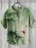 Camisa Nueva de Verano 2024 para Hombre Tendencia Nacional Cuello en V Tres Botones Camisa de Punto Medio Estampado de Tinta Salpicada Guozhu Impresión 3D