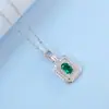 Collar Transfronterizo de Plata S925 de Alta Gama con Esmeralda de Cultivo Cadena para Clavícula Moderna y Versátil Venta Directa de Fábrica