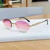 Gafas de sol sin montura ovaladas de moda marca M, estilo europeo y americano, inspiradas en celebridades para mujer, patillas metálicas de moda incrustadas con diamantes