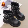 Botas para Niña Botas Martin 2026 Otoño Zapatos Infantiles Niños Zapatos de Algodón con Felpa Negra Botas Cortas Botas de Nieve Cálidas Botas de Media Caña
