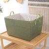 Cesta de almacenamiento plegable tejida de ratán sintético, cesta de almacenamiento de juguetes con asa, cesta para ropa sucia, cesta para diversos artículos.