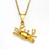 Moda Europea y Americana Serie Océano Cangrejo y Caracola Collar de Acero de Titanio para Mujer, Acero Inoxidable Chapado en Oro de 18K, Colgante Creativo y Exquisito