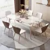 Mesa de Comedor Simple de Piedra Sinterizada de Lujo Ligero Italiano para Apartamento Pequeño Mesa de Comedor Moderna para el Hogar Mesa Rectangular Mesa y Sillas de Comedor Combinadas Mesa