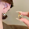 Pendientes Vintage de Plata de Segunda Mano, Pulsera Collar con Corazón de Flor Estampado de Leopardo de Diamante, Conjunto de Joyería de Alta Gama para Mujer