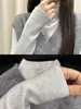 Suéter de Tricô Veludo Estilo Coreano Preguiçoso Peça Única Slim-Fit Manga Longa para Mulheres, Top Meia-Gola Macio e Aconchegante para Outono e Inverno