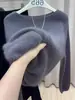 Blusa Cinza Casual, Preguiçosa e Versátil para Camadas em Mulheres, Novo Estilo Outono e Inverno 2025 Suéter Quente de Malha