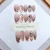 Daiyueda Uñas Portátiles Hechas a Mano Otoño e Invierno Nuevo Francés Estampado de Leopardo Estampado de Leopardo Pintado a Mano Parche de Manicura Ojo de Gato Elegante