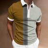 Comércio exterior europeu e americano 2023 Verão lapela nova masculina com zíper moda camisa polo casual impressão 3D atacado