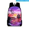2023 Nuevo Producto Mochila Escolar Transfronteriza Mochila para Secundaria Árbol de Coco Estampado Digital Bolsa de Hombro Set de Correa para Lápices