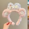 Nueva Diadema de Peluche de Oso con Encaje de Moño para Mujer Otoño e Invierno 2025 Diadema de Dibujos Animados para Lavado de Cara Paraíso Fotográfico Accesorios para el Cabello