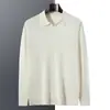 Estilo Otoño e Invierno 100% Cachemir Finamente Hilado Camisa Base de Punto Fino para Hombre con Cuello Polo de Manga Larga Color Sólido