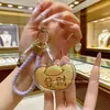 Lingote de Oro Puro 999 Llavero con Cordón de Cuero Colgante Decoración para Bolso Regalo de Reunión Anual para Clientes