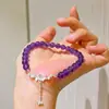 Pulsera de Plata 925 de 6mm de Amatista Natural Uruguaya Púrpura Real Vítrea