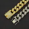 Pulsera Cubana con Incrustaciones de Diamantes para Hombre Hip Hop Europeo y Americano Pulsera Gruesa de Moda Callejera para Hombre Hebilla de Dragón Ancho de la Pulsera 20 mm