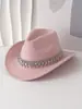 Venta Caliente Transfronteriza Cadena Larga con Borla Colgante de Metal de Doble Fila con Cristales de Pedrería Sombrero Cadena Sombrero de Vaquero Occidental Sombrero de Fieltro Europa y América