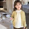 Suéter de Tricô Macio e Elegante Estilo Coreano 2025 Primavera para Meninas Mais Velhas, Cardigan Jaqueta Infantil Vazado Cereja