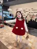 Vestido grueso para niña, enterizo de otoño e invierno, vestido sin mangas, camiseta interior para bebé niña, atuendo de cumpleaños de un año, conjunto para niños