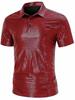 Camiseta POLO de manga corta con lentejuelas para hombre, camiseta informal con solapa suelta y brillante, de comercio exterior de verano de 2025