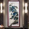 Pintura de Montanha com Grande Muralha Pintura com Montanha ao Fundo Paisagem Atratora de Riqueza Pintura Decorativa para Hall de Entrada Pintura Vertical para Corredor da Sala de Estar Pintura para Pendurar na Parede do Fundo do Corredor