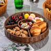 Prato de Frutas Criativo Estilo Japonês Sala de Estar Doméstico Prato de Petiscos Dielétrico Caixa de Doces Cesta de Frutas Secas Imitando Rattan Tecido Prato de Nozes