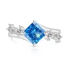 Anillo de Cubo de Azúcar Cortado Flor de Hielo de Piedra Preciosa Colorida Más Vendido en Transmisión en Vivo, Diamante de Alto Carbono Súper Brillante, Chapado en Oro Real, Anillo Versátil de Moda Personalizado
