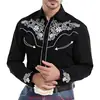 Camisa masculina estampada estilo western com padrão floral, camisa jeans, camisa masculina casual de manga longa com botões, disponível para compra a partir de uma peça