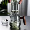 Tetera de vidrio con mango de madera, tetera individual, filtro, separación de té y agua, resistente a altas temperaturas, infusor de té perfumado, juego de té Kung Fu, juego para el hogar