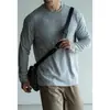 Camiseta de Manga Larga Raglán Cuello Redondo Amigable con la Piel Mezcla de Algodón Lyocell para Hombre Otoño/Invierno con Lana Top de Cero Restricción