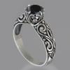 Anillo de Plata Chiba Tai Textura Zircón Negro Natural Anillo Abierto Moda para Hombre y Mujer Anillo Retro Elegante de Moda