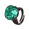 2025 Nueva Joyería Caliente Base de Cobre Chapado en Oro Diamante Blanco Simulado Corte Rosa Lujo Accesible Anillo de Oro Negro para Mujer 16mm