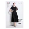 Vestido de verano transfronterizo, estilo vintage francés, intrincado bordado calado, cuello redondo, entallado en la cintura, manga corta, vestido largo adelgazante para mujer