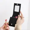Estuche de Cuero Portátil para Lipstick, Bolsa Pequeña Portátil para Cosméticos, Bolsa para Cosméticos con Cepillo para Lápiz de Cejas, Estuche de Cuero con Espejo Cosmético Hecho a Medida