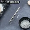 [Superficie lisa y antiadherente] Rodillo de acero inoxidable con cabeza redondeada, un rodillo casero para hacer masa, una herramienta de forma redonda