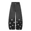 Calça Casual Decorativa Estampada Tendência 2026 Cintura Média Desgastada Cor Degradê Curva Atacado de Fonte Única 34
