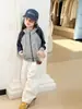 Sudadera con capucha casual corta y elegante Aimo Beibei para niñas, diseño de retazos en contraste de color, estilo coreano