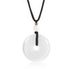 Colar Trendy Minimalista de Calcedônia Branca de 25mm com Fivela da Paz Bodhi para Mulheres, Pingente Versátil Corrente Agata para Clavícula