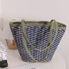 Bolso de Paja Tejido a Mano de Color Contrastante de Diseño de Nicho, Bolso Tejido de Sarga Simple de Estilo Nuevo, Bolso de Playa para Vacaciones en la Costa para Mujer