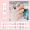 Uñas Almendradas Portátiles, Uñas Largas Estilo Europeo y Americano, Estilo Dulce y Fresco, Arte de Uñas con Pedrería Estrella Cruzada Blanco y Negro, Puntas de Uñas Postizas, Pegatinas para Uñas