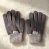 Luvas de Tricô de Cinco Dedos para Crianças Outono e Inverno Color Block Patch de Couro Forro de Lã Acolchoado Quente Luvas para Crianças Luvas de Proteção Contra o Frio para Crianças