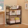 Estantería de pie para libros, Estante de almacenamiento de varios niveles móvil para libros con ruedas, Carrito pequeño, Librería de oficina