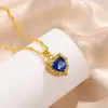Colar Tiliani estilo Europeu e Americano novo minimalista coração de diamante rosa zircônia cúbica, charmoso colar feminino coração strass, atacado