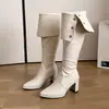 Botas altas de moda plegables de dos maneras con tacón grueso hasta la rodilla para mujer, modelo nuevo elegante 2026, botas de tacón alto adelgazantes para figuras petite