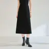 26 Principios de Otoño Cero Presión Suave y Lisa Mezcla de Lana Acetato Elegante Versátil Línea A Cintura Alta Fruncido Engrosado Falda 25607