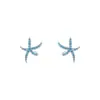 Pinza para Oreja de Zirconia Estrella de Mar Azul para Bobina de Mosquito para Mujeres Sin Perforaciones, Pendientes Pinza para Oreja Versátiles de Lujo Ligero de Moda al por Mayor