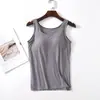 Camisola Modal con Almohadilla en el Pecho Sin Anillo de Acero Ropa Interior Camiseta Base para Mujer Copa Top Interior de Una Pieza BRA-T