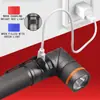 Linterna LED Recargable Ángulo de 90 Grados Antorcha Táctica con Luz Roja Verde Blanca Base Magnética Pantalla de Potencia Carga USB TipoC Portátil Luz de Trabajo para Exteriores