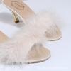 Primavera 2024 Nuevas sandalias peludas para mujer tacón grueso tacón alto moda sandalias de mujer zapatillas de comercio exterior para mujer