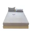 Lençol de baixo com elástico de algodão acolchoado, peça única, colcha de cobertura total, adequado para quartos de dormitório e quartos, fofo e com tema de desenho animado, conjunto de cama de três peças