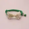 2026 Nuevo Estilo Transfronterizo Malla de Perlas Lazo Collar con Tira Reflectante y Cascabel para Mascota Gato y Perro