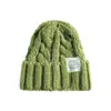 Gorro de Punto Retorcido para Otoño e Invierno Gorro de Punto Térmico de Color Sólido Gorro de Punto Suave Gorra Estándar de Moda
